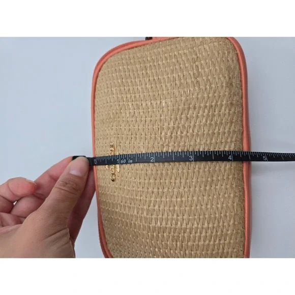 Coach Crossbody Straw Purse, Top Zip Closure, Adjustable Strap, Small - Picture 6 of 8